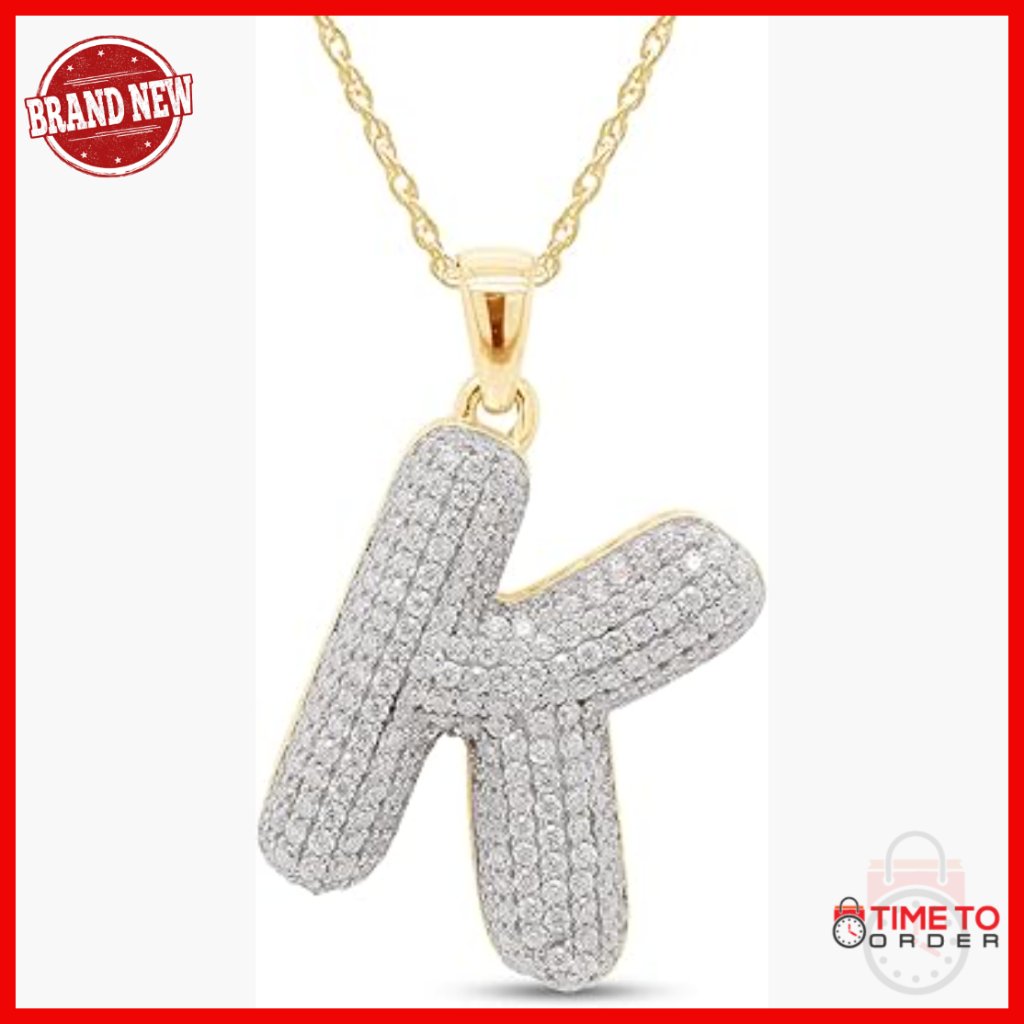 1.2ct Lab Moissanite Initial K Pendant Necklace 14k Gold Over Sterling Silver
